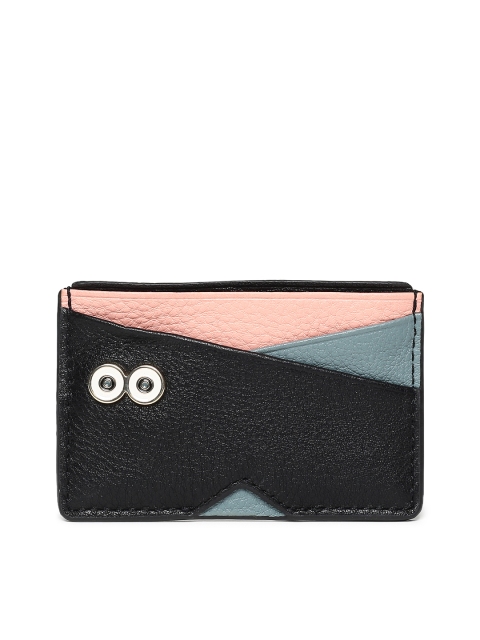

Fossil Women Black & Pink Colourblocked Leather Card Holder