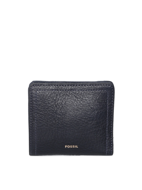

Fossil Women Navy Blue Solid Leather Two Fold Wallet