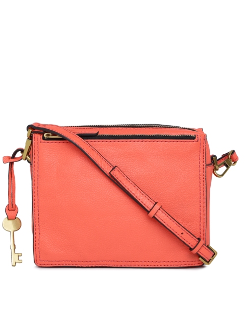 

Fossil Orange Solid Leather Sling Bag