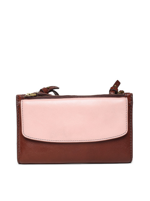 

Fossil Women Brown & Beige Colourblocked Leather Zip Around Wallet