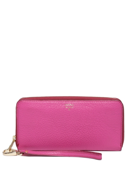 

Women Pink Textured Zip Around Wallet