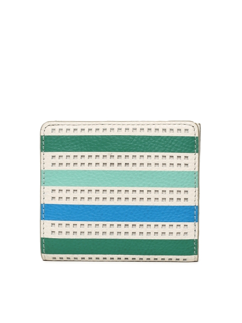 

Fossil Women White & Green Striped Two Fold Wallet