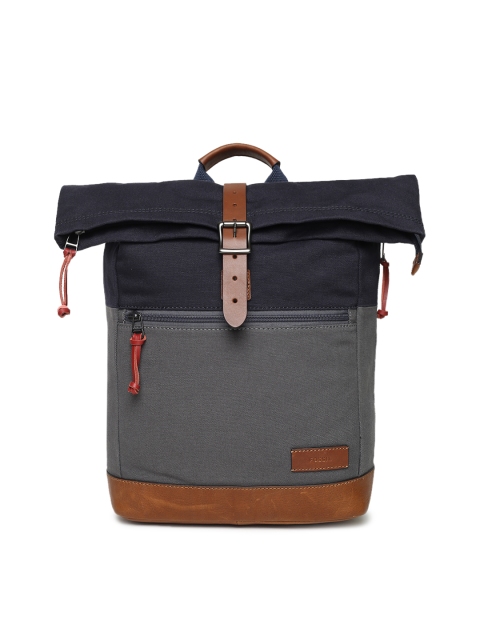 

Fossil Men Navy Blue & Grey Colourblocked Backpack