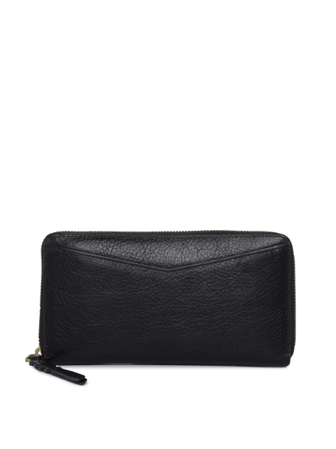 

Fossil Women Black Solid Zip Around Wallet