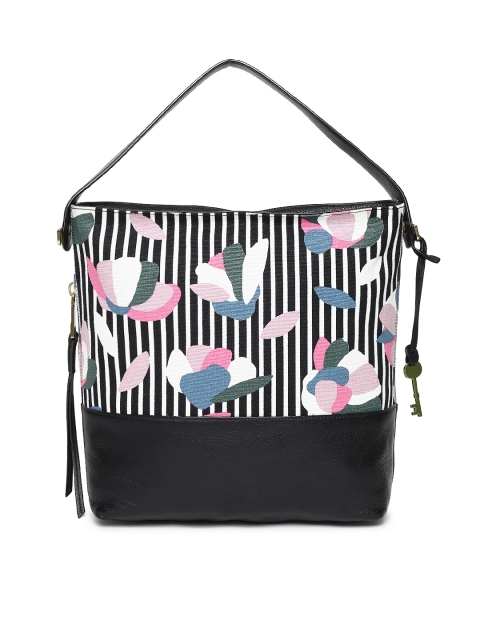 

Fossil Black Printed Hobo Bag