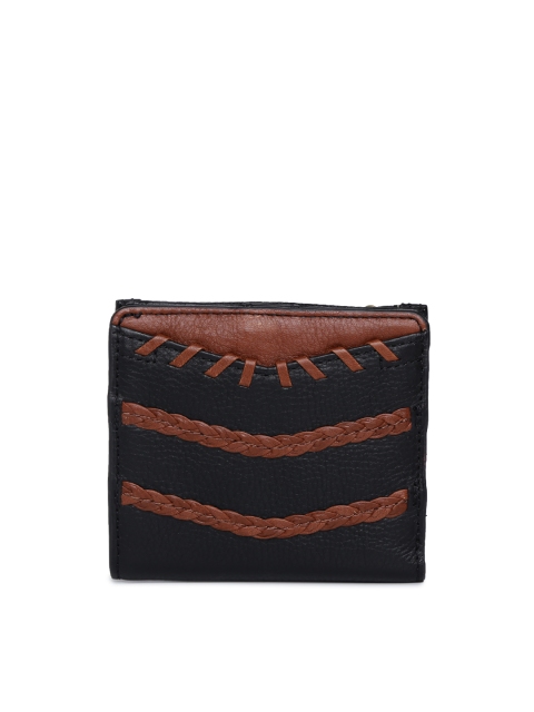 

Fossil Women Black Self Design Leather Two Fold Wallet