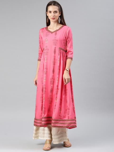 

Alena Women Pink Printed A-Line Kurta