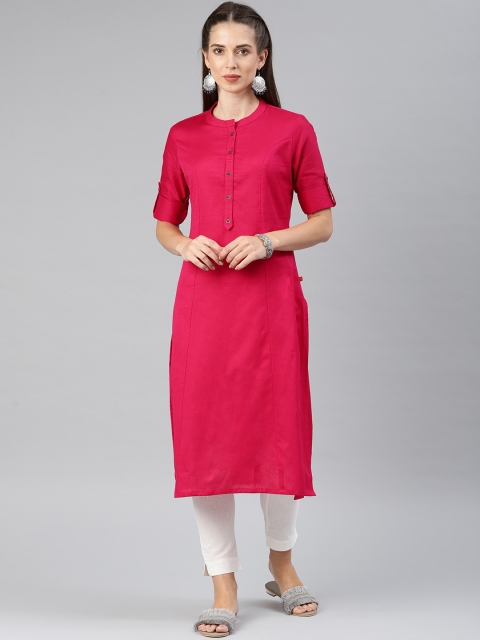 

Alena Women Fuchsia Solid Straight Kurta