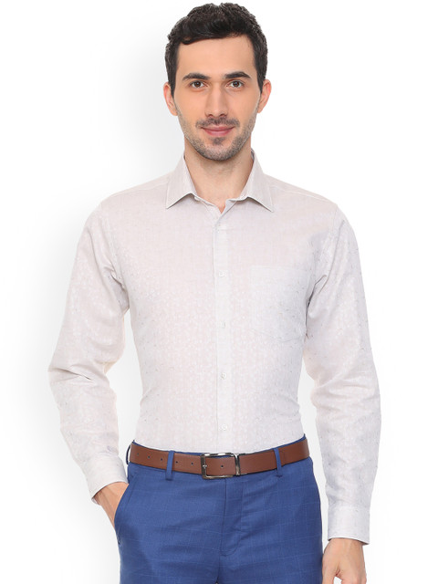 

Van Heusen Men Cream-Coloured Regular Fit Self Design Formal Shirt
