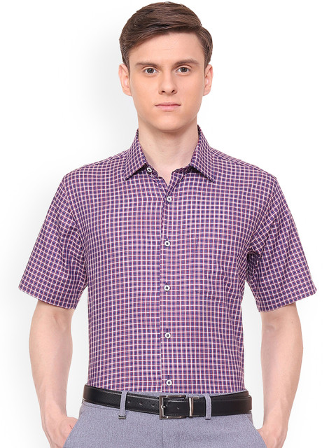 

Van Heusen Men Navy Blue Regular Fit Checked Formal Shirt