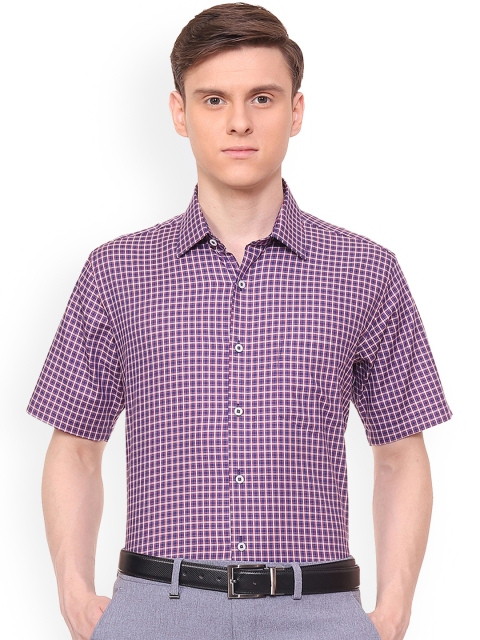 

Van Heusen Men Navy Blue Regular Fit Checked Formal Shirt