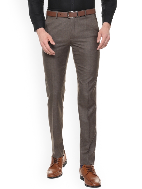 

Van Heusen Men Brown Slim Fit Self Design Formal Trousers