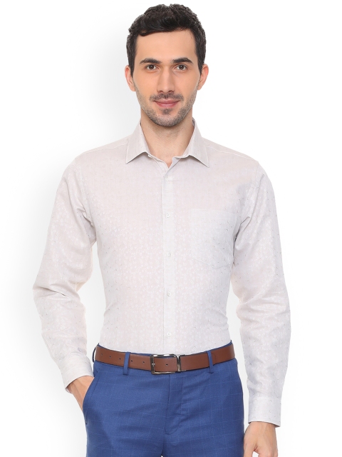 

Van Heusen Men Cream-Coloured Regular Fit Self Design Formal Shirt