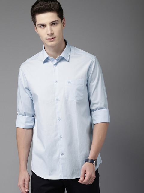 

THE BEAR HOUSE Men Blue Slim Fit Solid Smart Casual Shirt