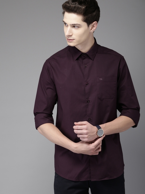 

THE BEAR HOUSE Men Maroon Slim Fit Solid Casual Shirt