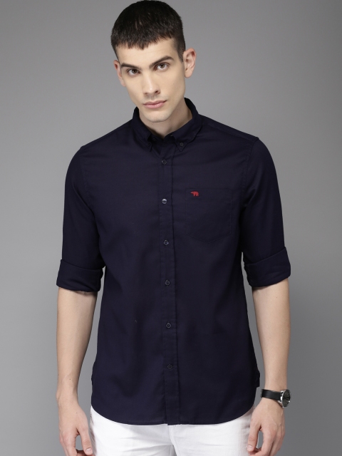 

THE BEAR HOUSE Men Blue Slim Fit Solid Casual Shirt