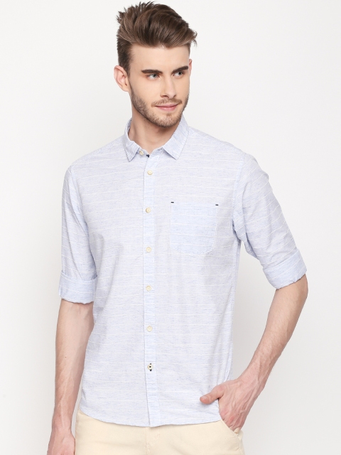 

Urban Ranger by pantaloons Men Blue Slim Fit Striped Casual Shirt