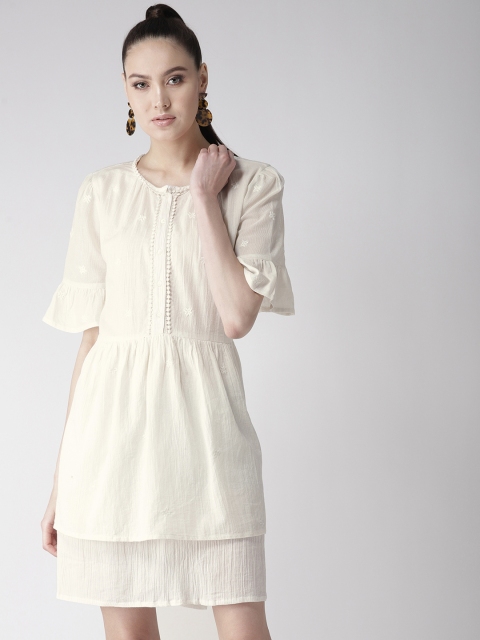 

SCOUP Women Off-White Embroidered A-Line Dress