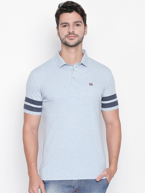

BYFORD by Pantaloons Men Blue Solid Polo Collar T-shirt