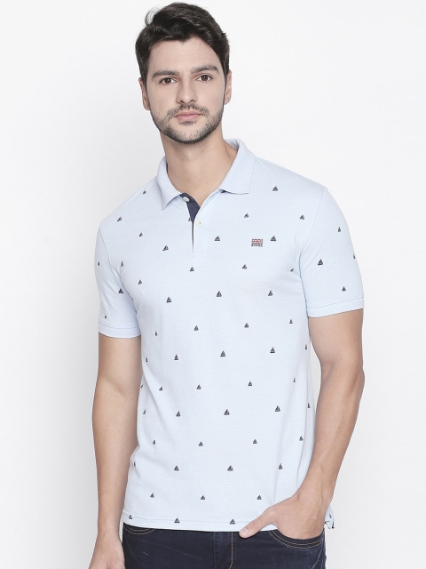 

BYFORD by Pantaloons Men Blue Printed Polo Collar T-shirt