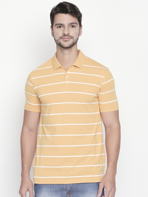 

BYFORD by Pantaloons Men Yellow Striped Polo Collar T-shirt