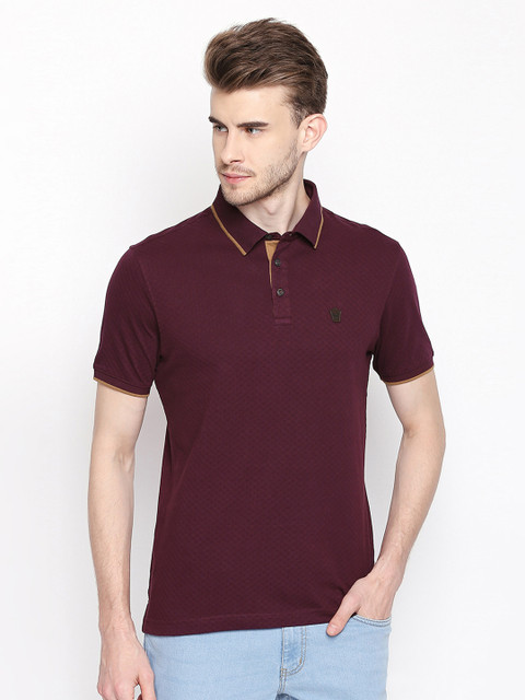 

BYFORD by Pantaloons Men Maroon Solid Polo Collar T-shirt