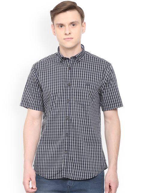 

Van Heusen Sport Men Navy Blue Slim Fit Checked Casual Shirt