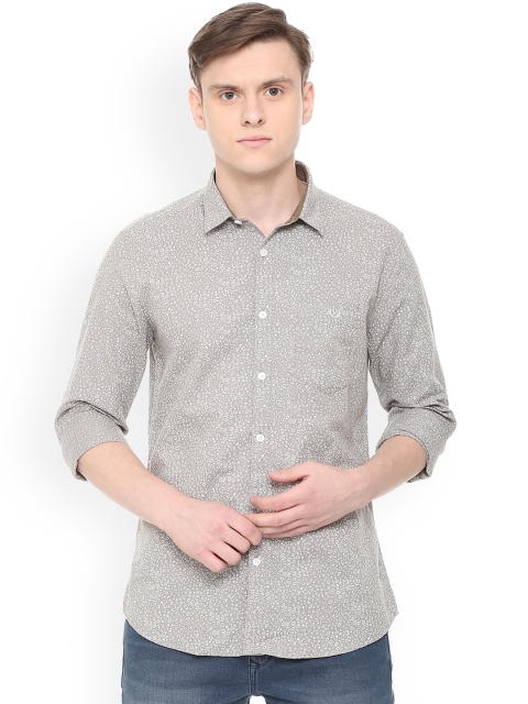 

Van Heusen Sport Men Grey & Off-White Slim Fit Printed Casual Shirt