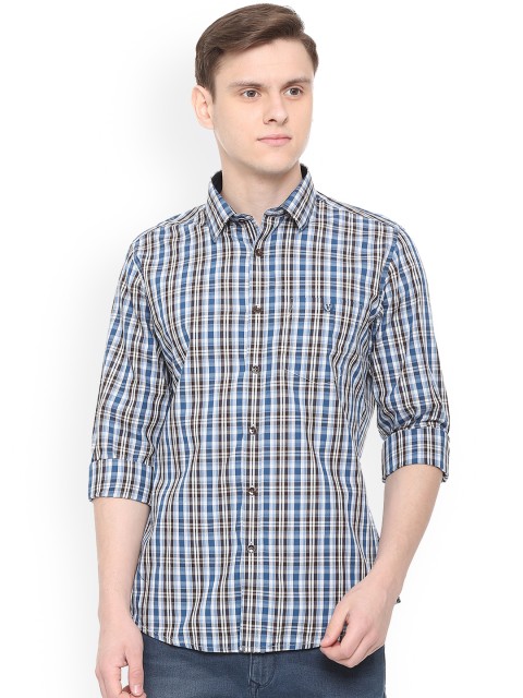 

Van Heusen Sport Men Blue & Black Slim Fit Checked Casual Shirt