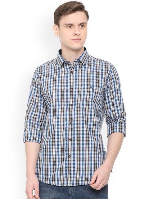 

Van Heusen Sport Men Blue & Black Slim Fit Checked Casual Shirt