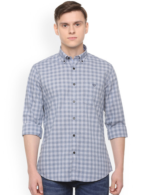 

Van Heusen Sport Men Blue & Grey Regular Fit Checked Casual Shirt