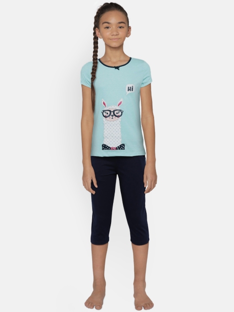 

Sweet Dreams Girls Blue Printed Night suit