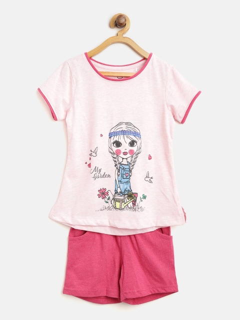 

Sweet Dreams Girls Pink Printed Night suit 6115A9