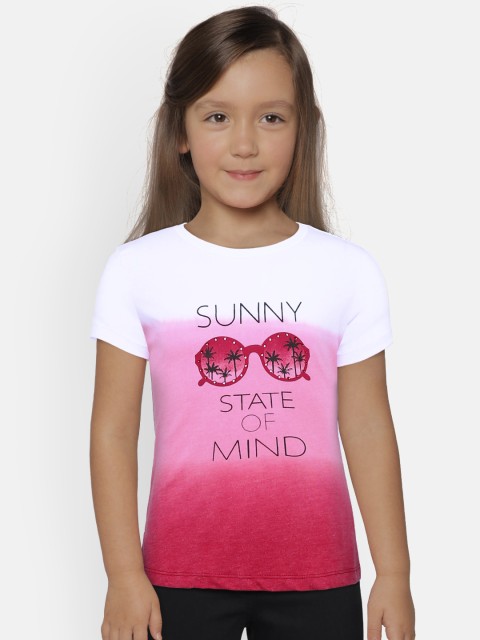 

Sweet Dreams Girls Pink & White Colourblocked Round Neck T-shirt