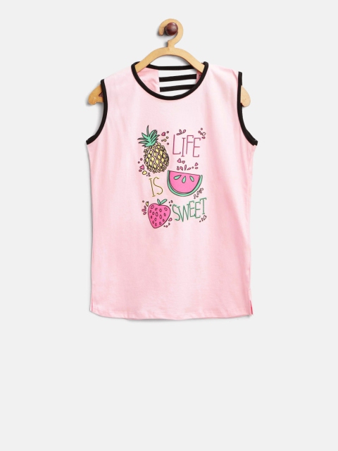 

Sweet Dreams Girls Pink Printed Round Neck T-shirt