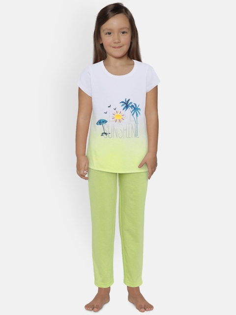 

Sweet Dreams Girls White & Yellow Printed Night Suit 6204A9