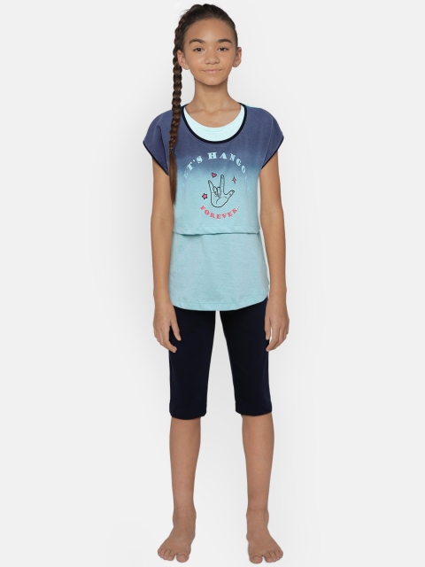 

Sweet Dreams Girls Blue Printed Night suit 6140A9