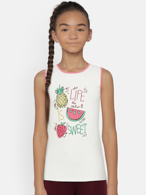 

Sweet Dreams Girls Cream-Coloured Printed Round Neck T-shirt