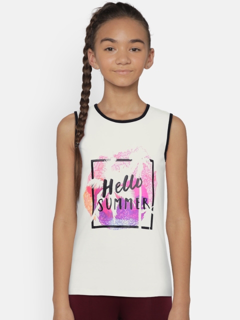 

Sweet Dreams Girls Off-White Printed Round Neck T-shirt