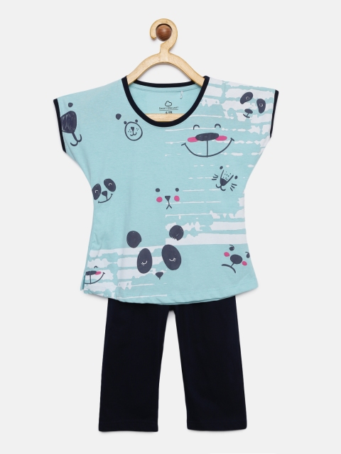 

Sweet Dreams Girls Blue Printed Night suit