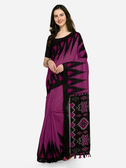 

Rajnandini Pink & Black Linen Blend Printed Saree