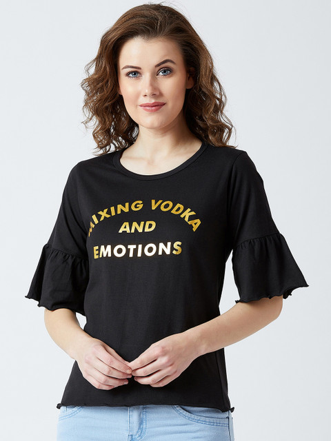 

The Dry State Women Black Printed Top