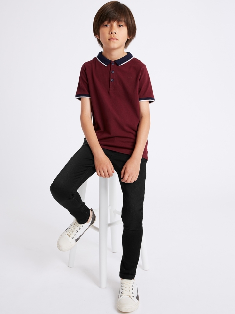 

Marks & Spencer Boys Black Skinny Fit Mid-Rise Clean Look Stretchable Jeans