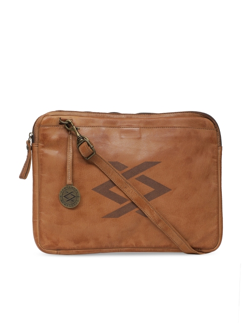 

KOMPANERO Unisex Tan Brown Solid Leather Laptop Bag