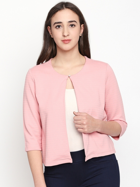 

Annabelle by Pantaloons Peach-Coloured Solid Button Shrug