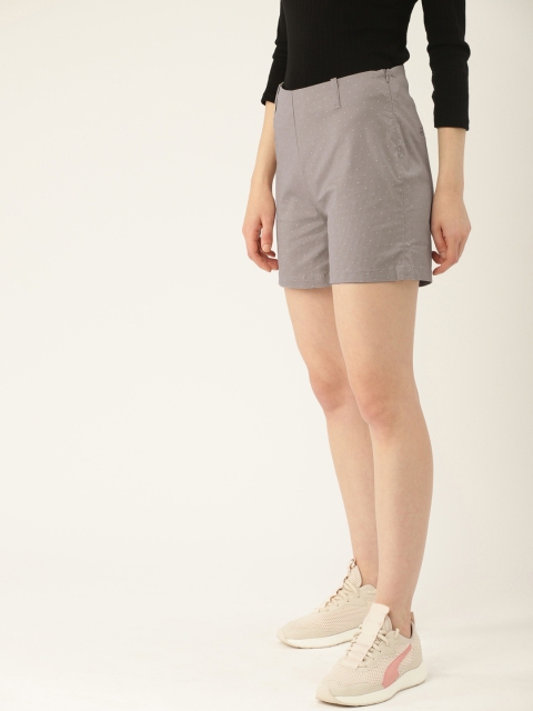 

United Colors of Benetton Women Charcoal Grey Printed Regular Fit Shorts