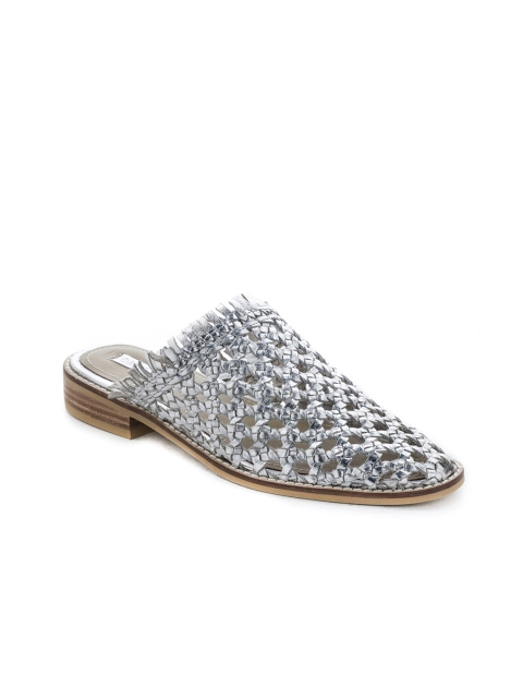 

London Rag Women Silver-Toned Woven Design Mules