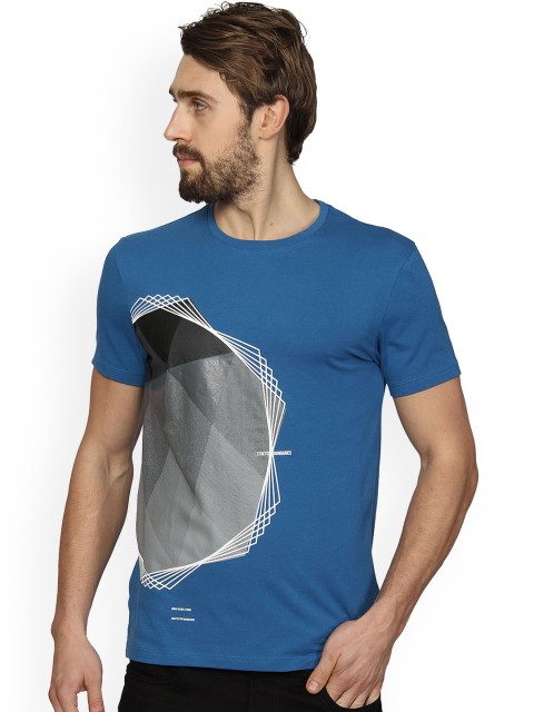 

Blackberrys Men Blue Printed Round Neck T-shirt