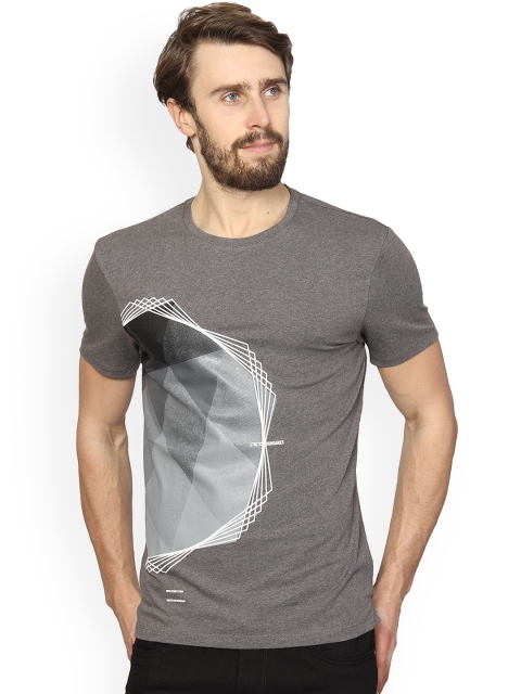 

Blackberrys Men Grey Printed Round Neck T-shirt
