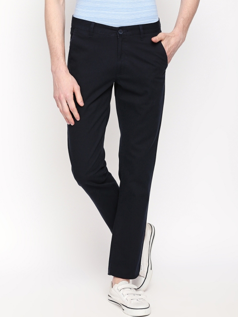 

BYFORD by Pantaloons Men Navy Blue Slim Fit Solid Regular Trousers